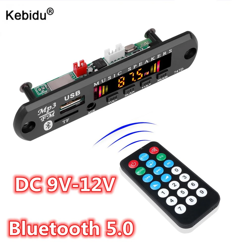 Kebidu 9v 12v Car Mp3 Wma Decoder Board Audio Mp3 Player Usb Tf Fm Radio  Module Wireless Bluetooth 5.0 For Car - Mp3 Players - AliExpress