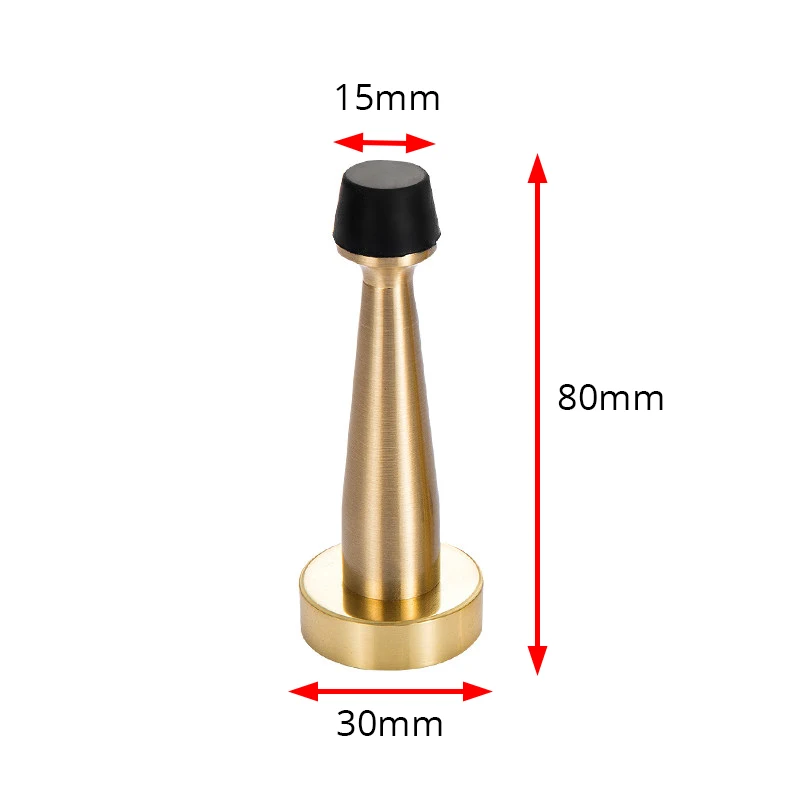 KAK латунный дверной стоппер Ванная комната стопор для двери сверхпрочные напольные настенное крепление бампер Non-Магнитный Дверной доводчик поймать Комплектующие дверей - Цвет: 80mm