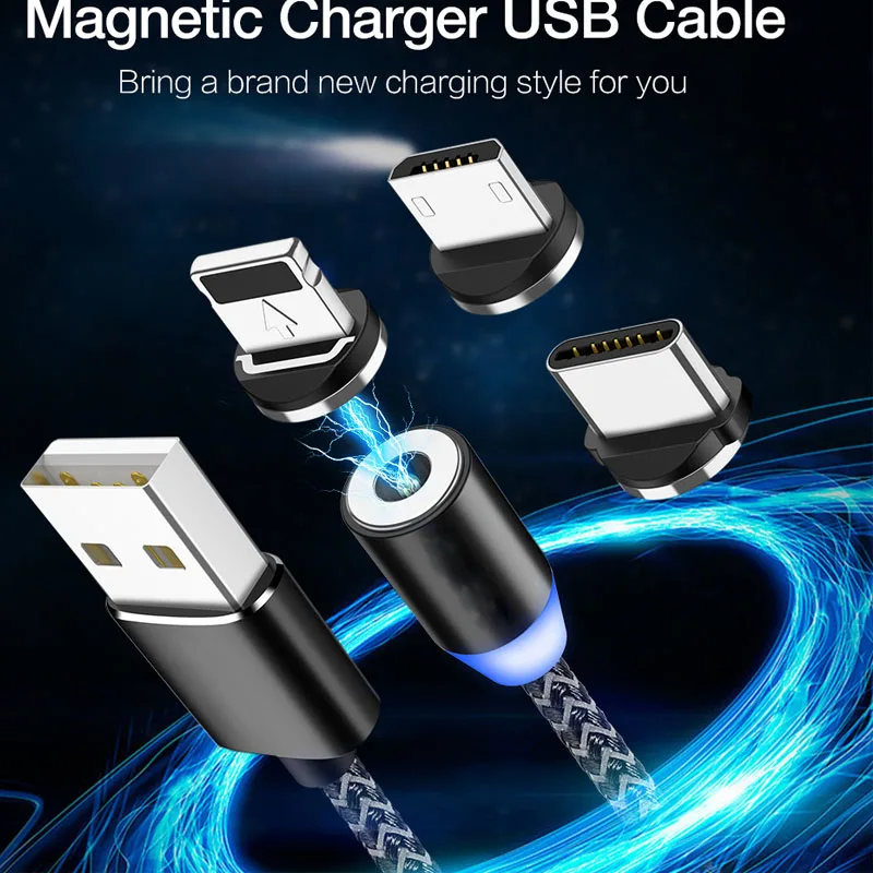 Магнитный зарядный кабель Garas 3 в 1 для зарядки магнитный USB телефона micro C|Кабели