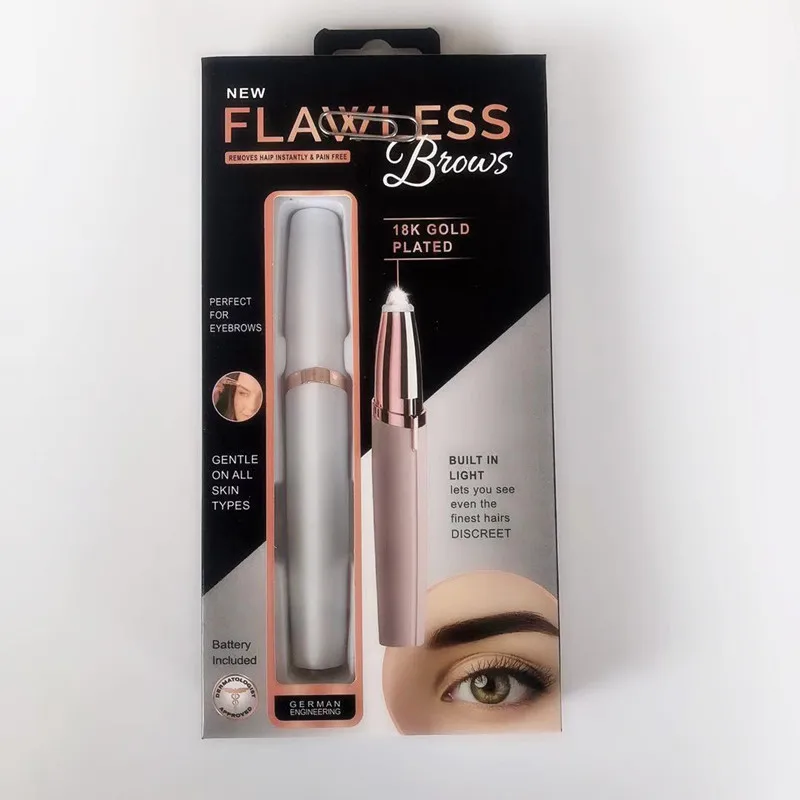 

New Style flawlbss Brows Lipstick Eye-brow Shaper Shave Eyebrow Trimmer LED Eyebrow Fixing Pen TV Electric Eyebrow Instrument