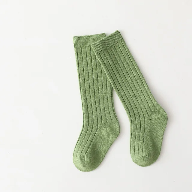 Spainish Kids Socks Baby Boys Girls Cotton Breathable Stripe Soft Sock Children Knee High Long Socks School Uniform Socks Green