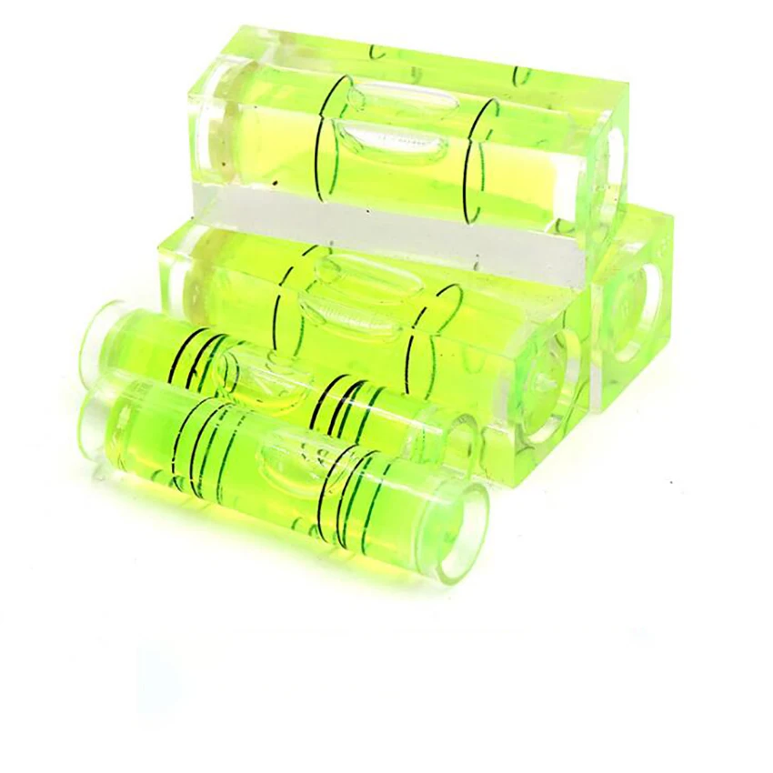 5PCS/Lot Cylindrical / Square Plastic Bubble Spirit Level Vials, 9.5x39.5mm / 15x40mm Mini Level Measure for Woodworking Carving