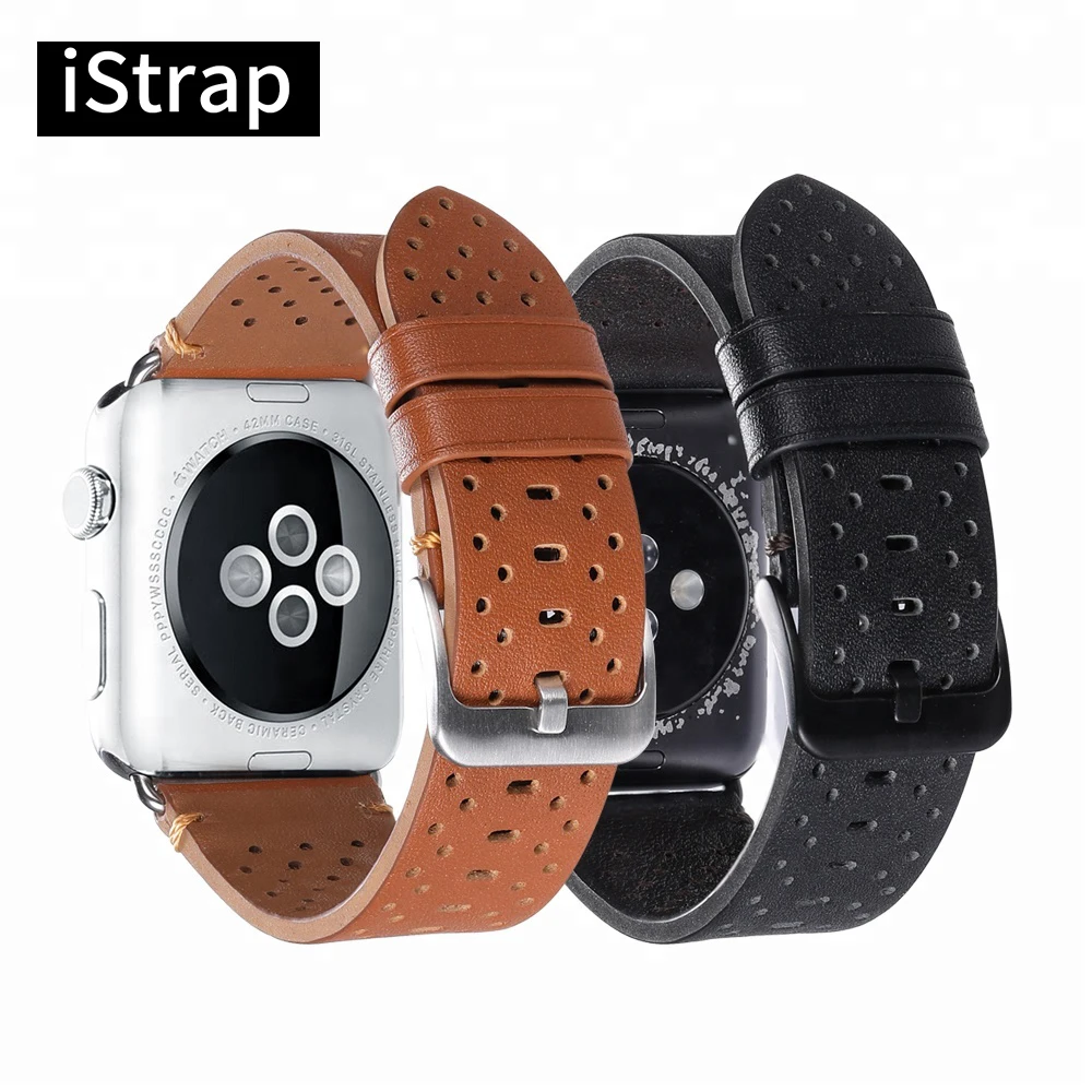 Черный коричневый мягкий ремешок из натуральной телячьей кожи для часов iWatch