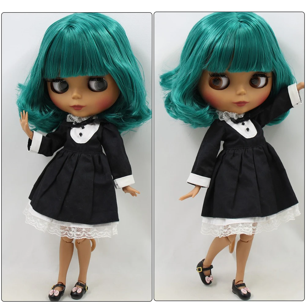 Neo Blythe Doll with Turquoise Hair, Dark Skin, Matte Face & Factory Jointed Body 2