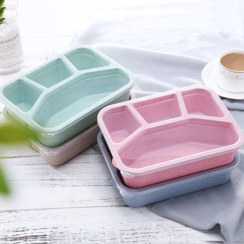 Портативный здоровый материал Ланч-бокс Пшеничная солома Bento коробки микроволновая посуда контейнер для хранения еды 800 мл-1000 мл коробка для еды