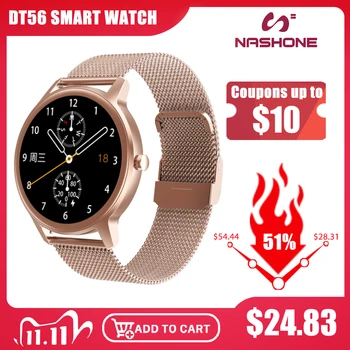 

DT56 Smart Watch Men Women Heart Rate Blood Pressure Oxygen Sleep Monitor Fitness Tracker Sport Smartwatch For Ios Android Phone