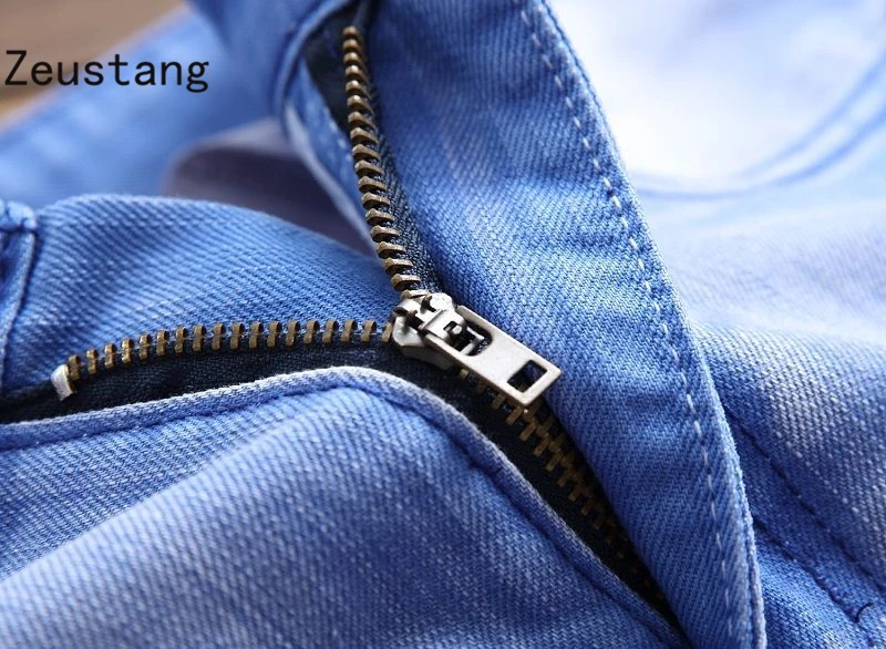 No Belt) Spring Punk Style Men's Jeans Fashion Casual New Straight High Elasticity 28-42 Washed Ripped Hole Trousers JS03