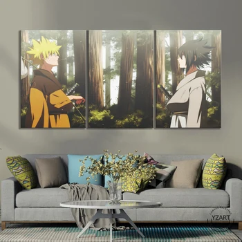 

3pcs HD Anime Boy Picture Naruto and Sasuke Cartoon Characters Naruto Anime Poster Artwork Canvas Panitings Wall Art Home Decor
