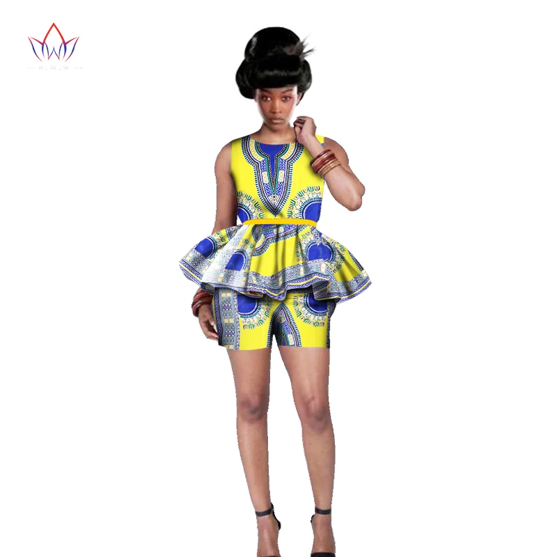 Африканская женская одежда топ и шорты рукава o-образным вырезом Дашики Плюс Размер Женская одежда горячая Распродажа WY542 - Цвет: 7