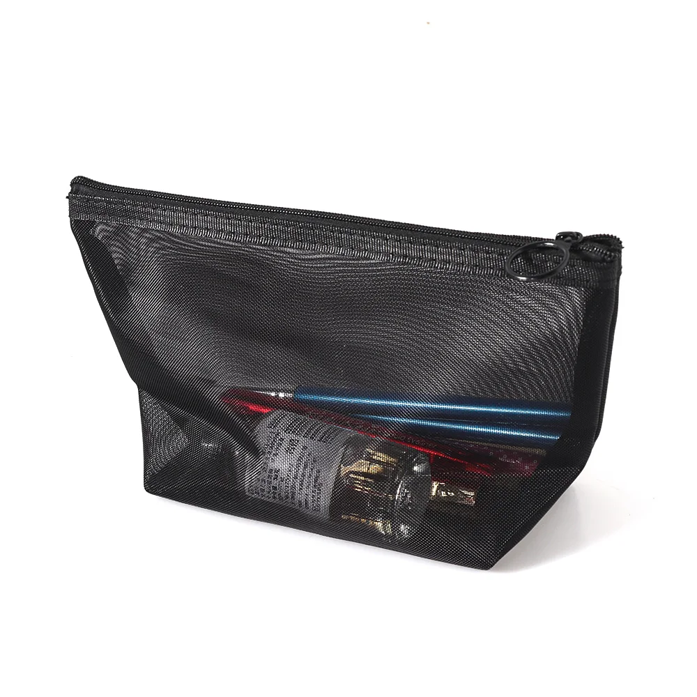 

1PCS Women Men Cosmetic Zipper Bag Mesh Package Transparent Travel Small Large Black Toiletry Makeup Organizer Bags Case Pouch
