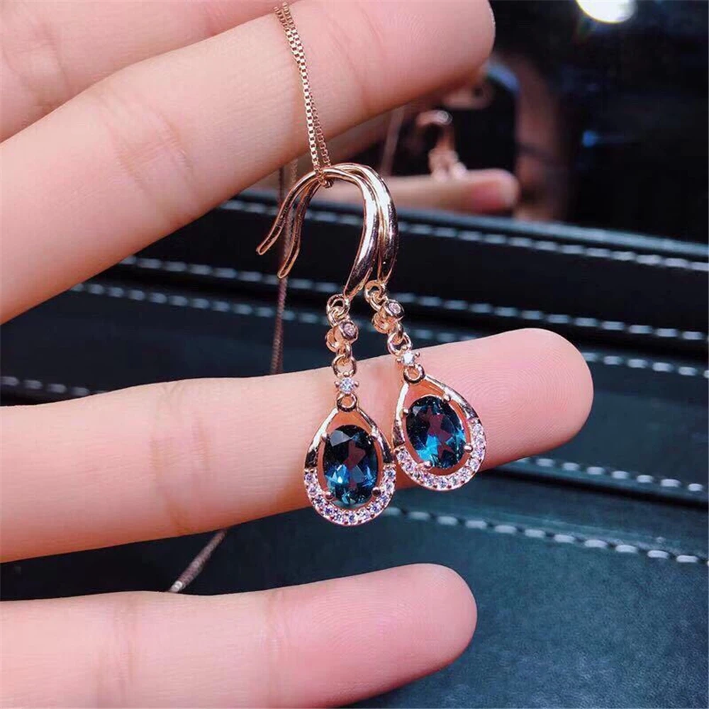 Loredana Fashionable Delicate Oval Blue Dream Crystal Rose Gold Earrings For Women.Jewelry That Can Bring You Good Luck. | Украшения и