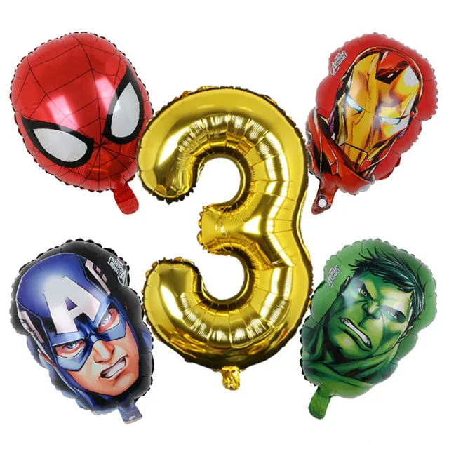 5pcs MARVEL Super Hero Balloon Spiderman Aluminum Foil Balloons Kids Birthday Party Decoration Baby Shower Iron Man Balloons 5