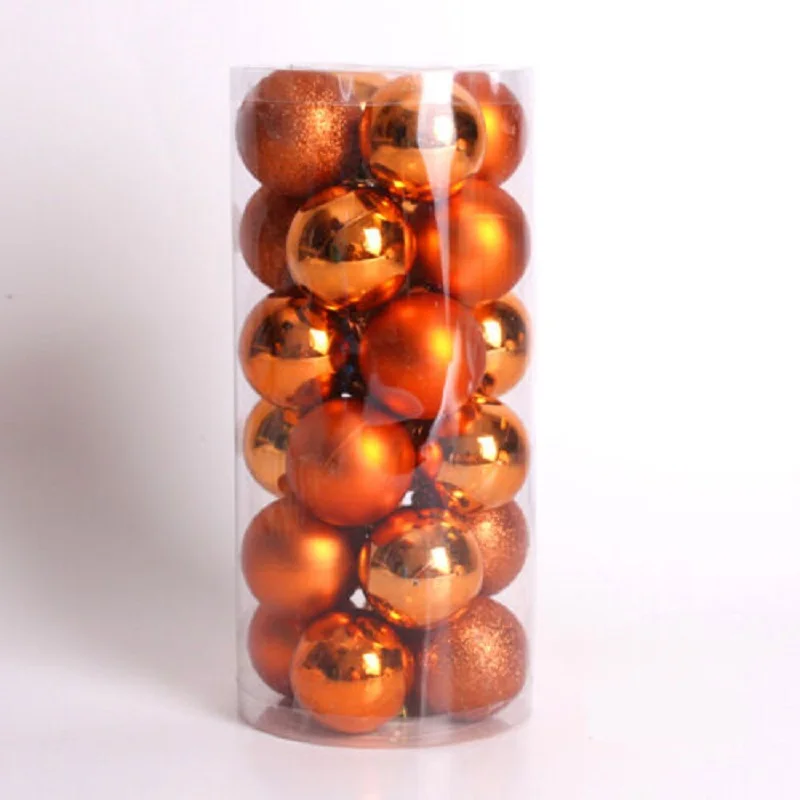 orange 24 шт. 4 см/12 см блестящие рождественские безделушки орнамент с рождественской елкой подвесной шар DIY Декор - Цвет: orange