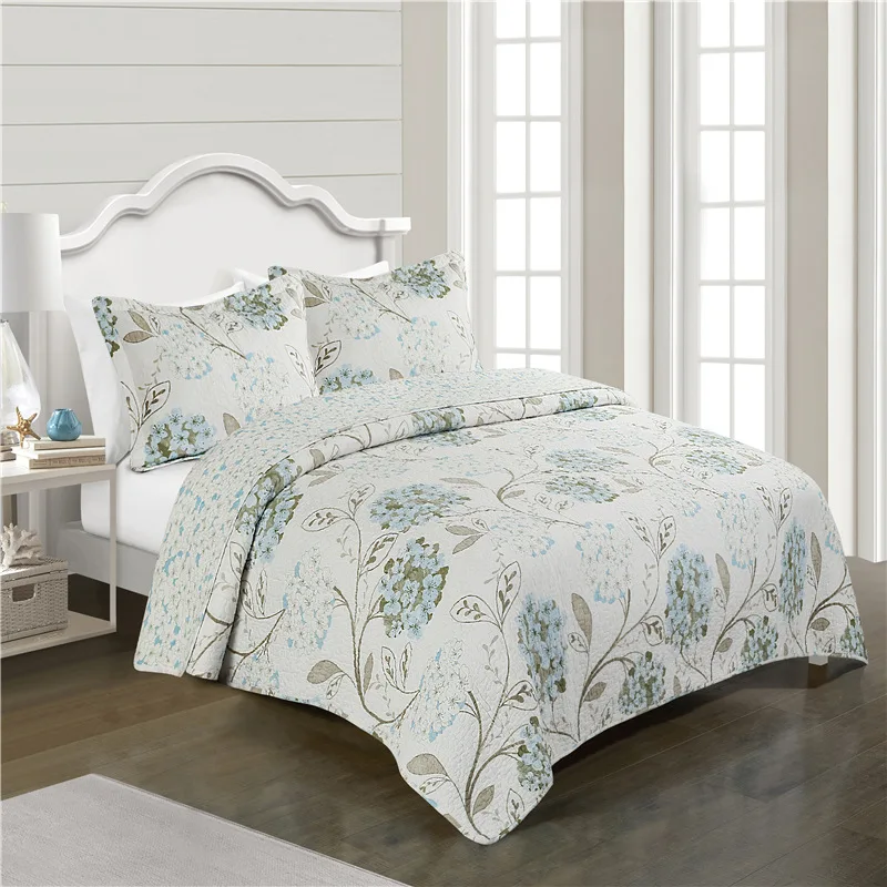 Chausub Print Quilt Set And Shams 3pcs Quilted Bedspread Washed