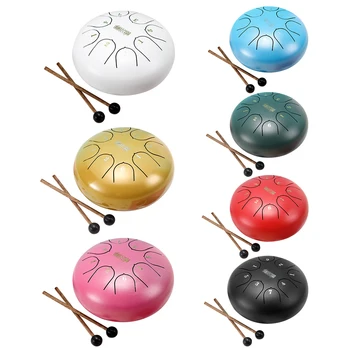

6 inch Tongue Drum Mini 8 Tone Steel Tongue Drum with Mallets Storage Bag Percussion Instrument for Kids Children Gifts Trainer