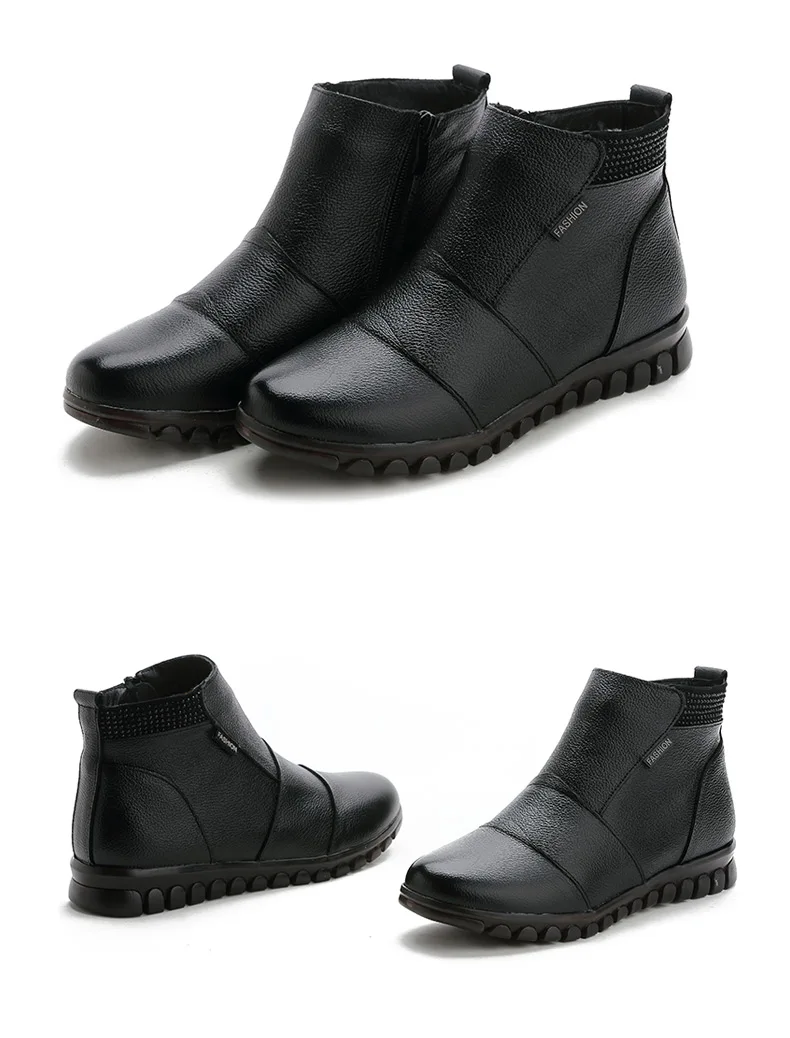 GKTINOO Women Boots Winter Shoes Fashion Woman Genuine Leather Wedges Ankle Boots Casual Keep warm Women Snow Boots