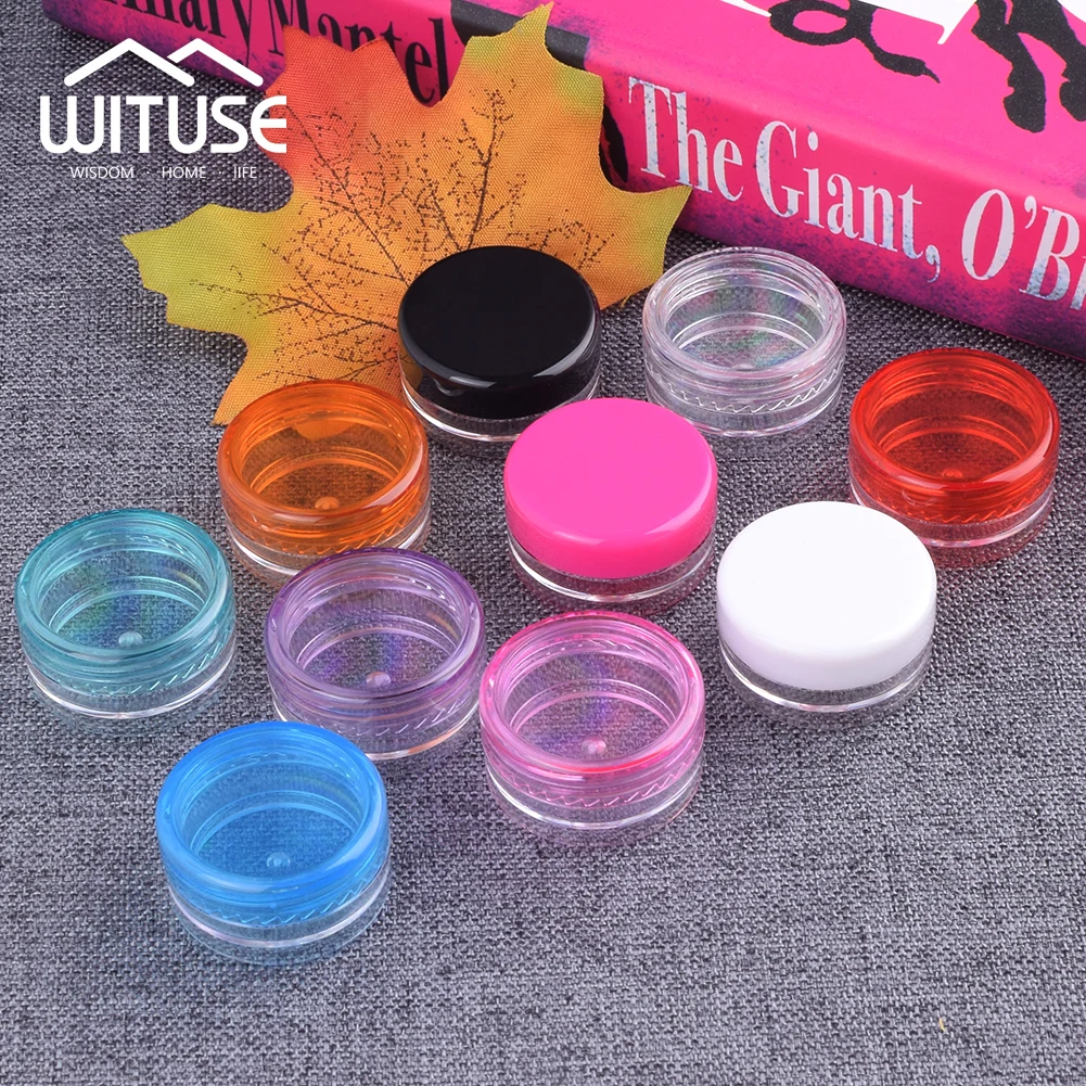 

10PCS 3/5g Round Pot Empty Jar Box Nail Art Bead Storage Refillable Bottles Transparent Plastic Cosmetic Makeup Cream Container
