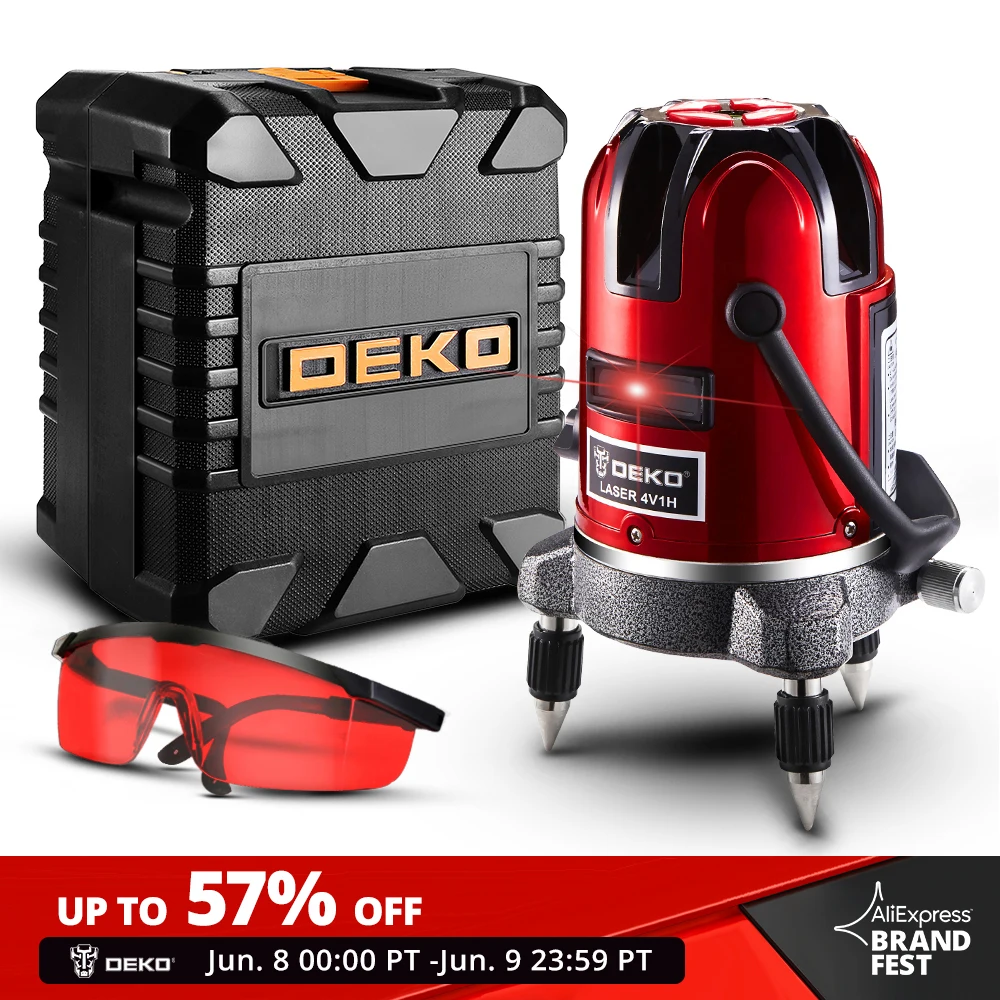 DEKO 5 Lines 6 Points Laser Level 360 Vertical & Horizontal Rotary Cross Laser Line Leveling w/ Oxfrod Case can use Receiver|5 lines 6|laser level 360laser level - AliExpress