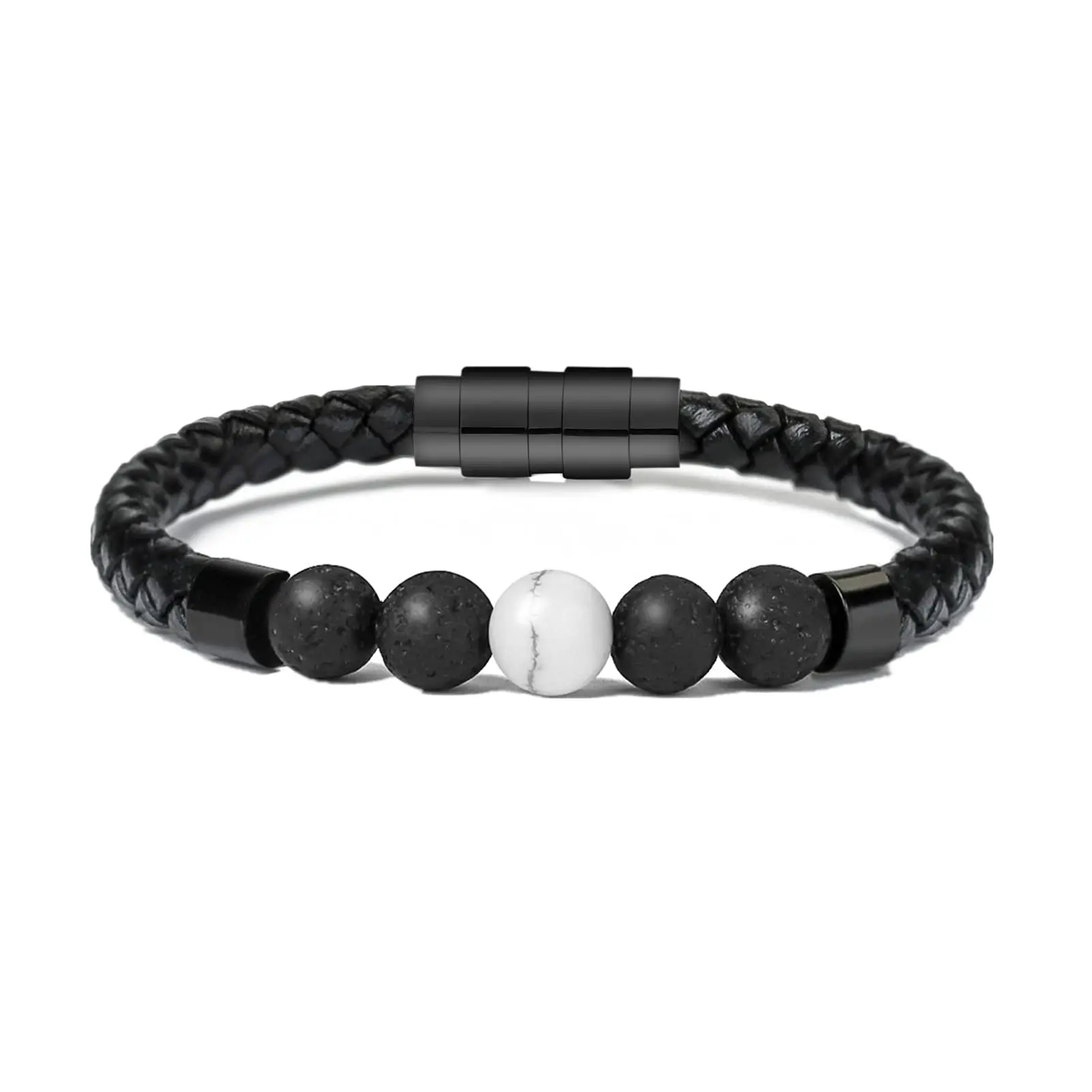 

Cremation Jewelry Urn Bracelet for Ashes for Women Men Lava Stone Genuine Leather Memorial Bracelets