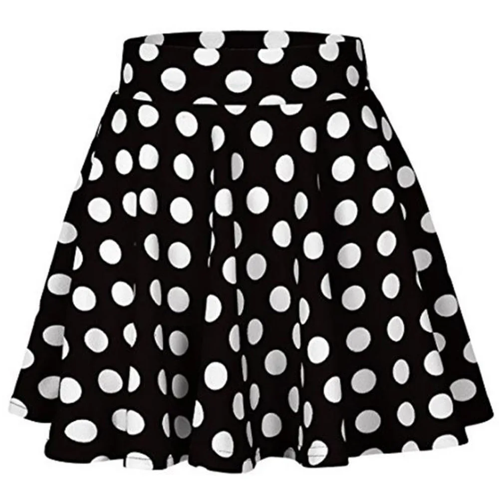 Черно-белая юбка в горошек женская повседневная юбка-пачка трапециевидной формы с завышенной талией юбка-пачка для девочек Винтажная летняя Мини Юбка Femme