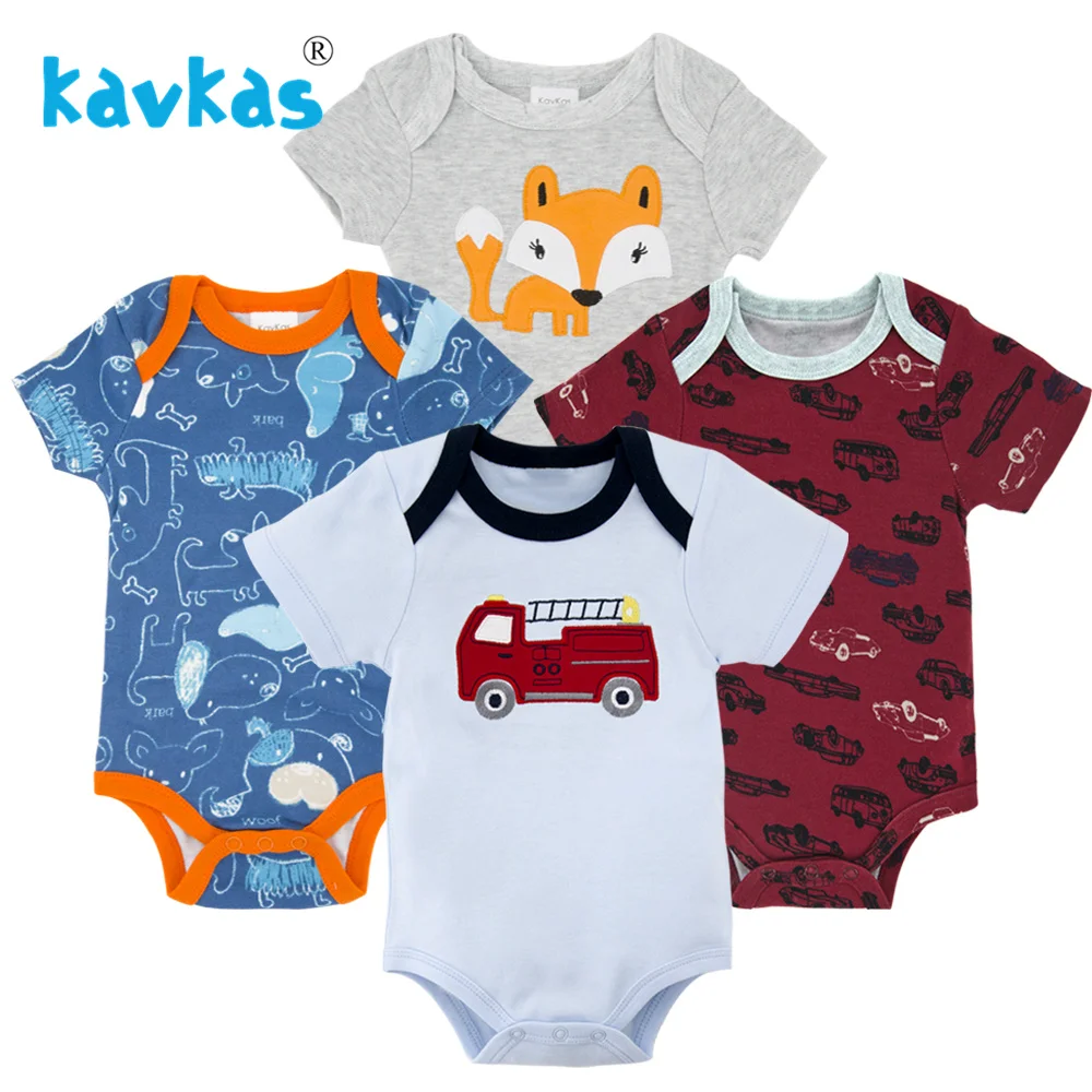 Kavkas/Боди для малышей из 4 предметов; боди с принтом с героями мультфильмов; комплекты одежды для маленьких мальчиков и девочек; Одежда для новорожденных; комбинезон - Цвет: HY21652174