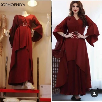 

2020 New Arrival V Neck Evening Dresses Long Party Night Gowns Dubai Muslim Vestidos De Fiesta Robe De Bal Femme Longue