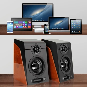 

USB Wired Wooden Combination Computer Speakers Multimedia USB Speaker Music Player Subwoofer Sound Box Fit For PC Phones