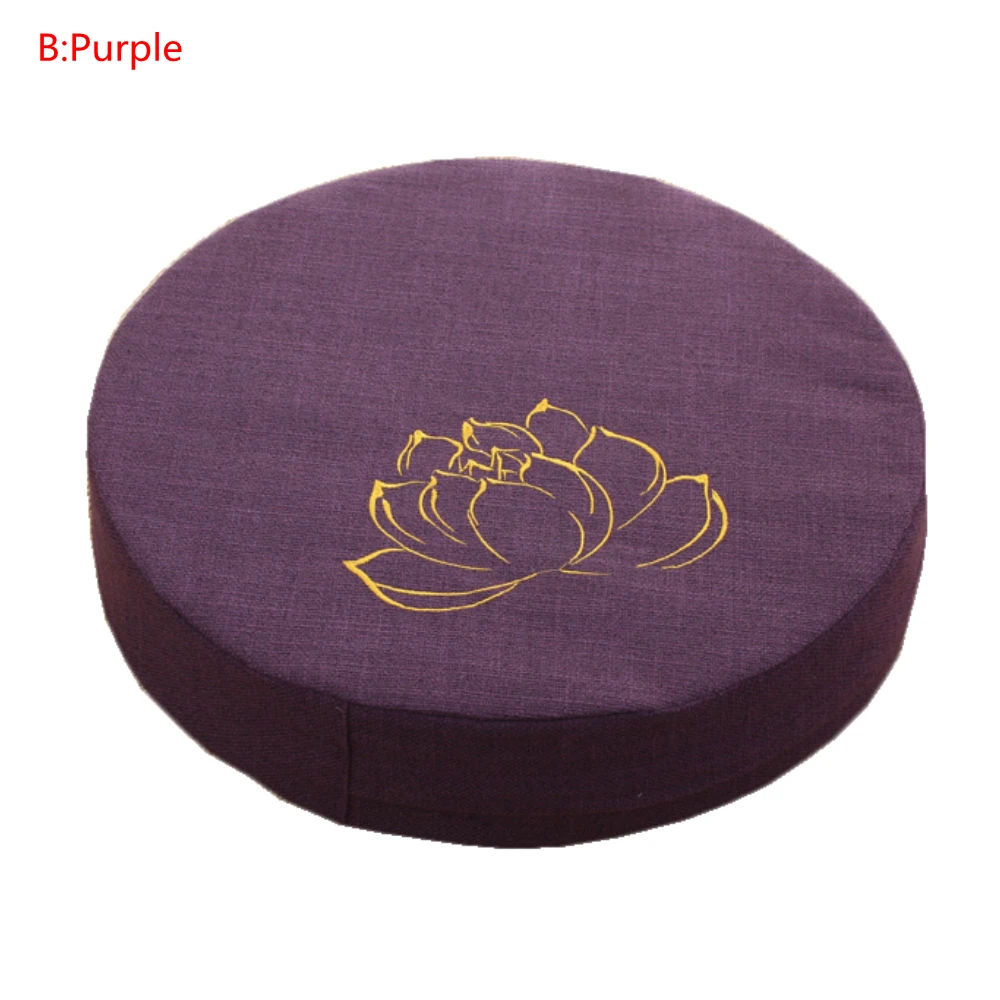 Lotus Pattern Purple Круглая льняная подушка для сидения татами, Балконный эркер, мягкая подушка для медитации, татами, коврик для медитации, лотос - Цвет: Lotus Pattern Purple