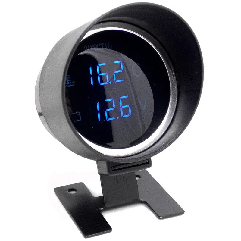 DC 12V/24V Car LCD Digital Voltmeter Water Temp Gauge Meter with Sensor Integrated Combination of Voltage and Water Temperature