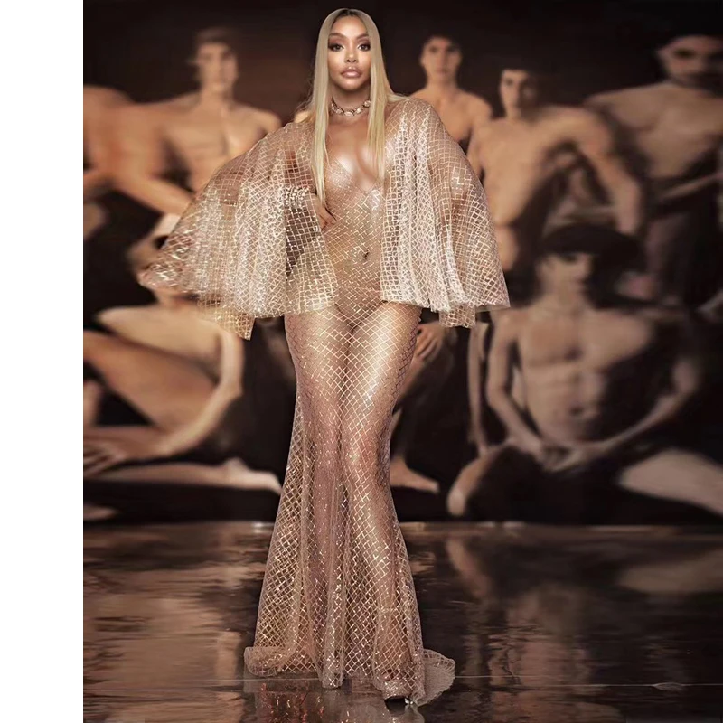 

Sequin Long Coat 2019 Fashion Long Sleeve Dress Open Front See Through Trench Coat Party Clubwear Sheer Mesh Sparkly Sexy Coats