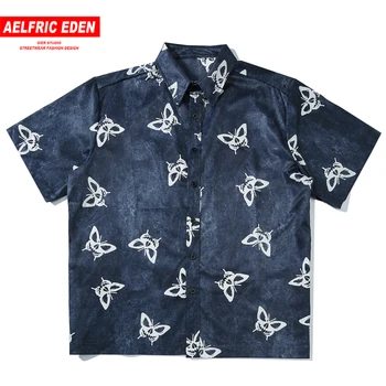 

Aelfric Eden Hawaii Butterfly Print Beach Shirt Men Harajuku Fashion Streetwear Tops 2020 Casual Cotton Loose Male Short Sleeve