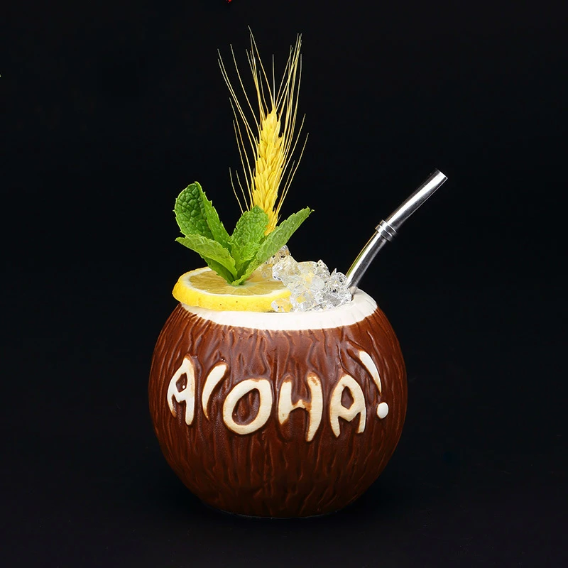 Knipoog veiligheid Negende Hawaii Stijl 3D Coco Hollywood Bar Tiki Mok Handgemaakte Keramische  Kokosnoot Cocktail Glas Koude Drank Winkel Ijs smoothie Cup|Cocktail glas|  - AliExpress