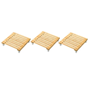 

3Pcs Base Roller Mobile Pallet with Wheel Pallet Rack Holder Non-Wood