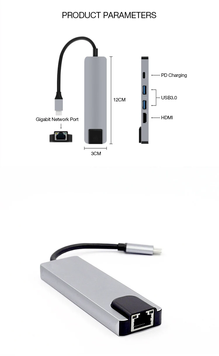 UTHAI J14 5в1 type-C адаптер HDMI 4K гигабитный сетевой конвертер для Macbook Pro Air PD Быстрая зарядка TF SD мультикардридер