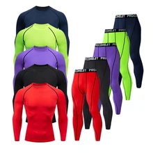 Men's compression running solid color T-shirt fitness tight-fitting long-sleeved T-shirt training jogging top gym sportswear