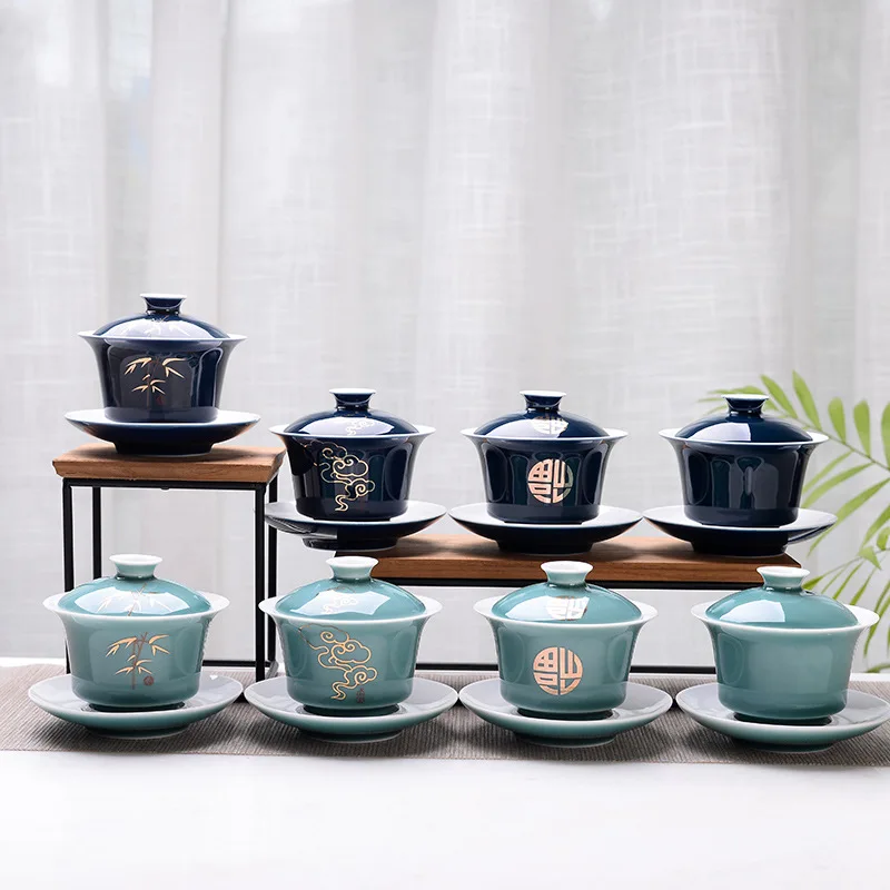

Ceramic Gaiwan Tea Set Tea Tureen Chinese Kungfu Tea Cups Porcelain Tea Bowl Ware Tureen Ceramics Teacups Tea Pots Gai Wan Sets