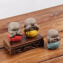 1 шт., китайский стиль, Фиолетовый Глиняный исинский чай, домашнее животное, фиолетовое украшение, Будда, маленький монах, Мини милый чай для домашних животных, аксессуары, подарок