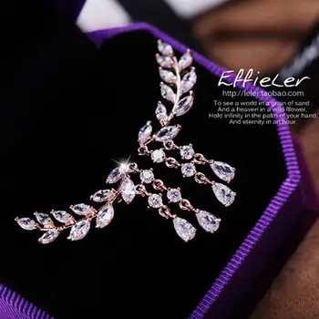 

Fashion Silvery Color Leaf Earrings Crytal Drop Dangling Earrings Pendent Jewelry Wedding Bridal Tassel Long Earrings For women