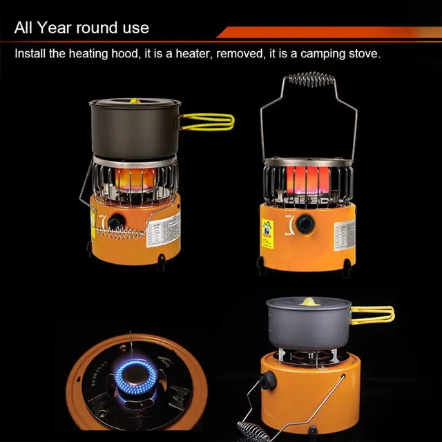 2 In 1 Camping Stove Gas Heater Camp kitchen Equipment » Adventure Gear Zone 8