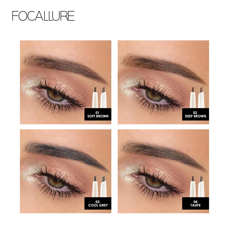 FOCALLURE карандаш для бровей натуральный стойкий карандаш для бровей четырех цветов коричневый серый серо-коричневый водостойкий