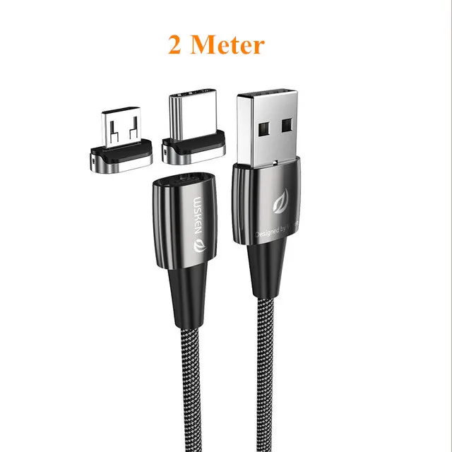 2 meter Xiaomi Mijia Youpin WSKEN 3A Магнитный Тип C Micro USB быстрая зарядка данных 1,2 м/2 м кабель для samsung huawei Xiaomi OnePlus - Цвет: 2 meter