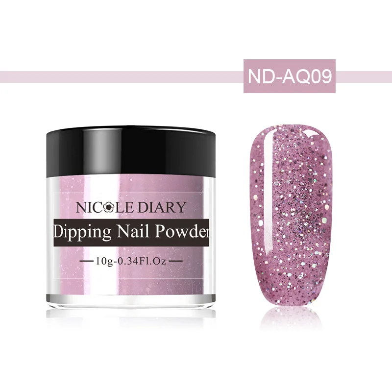 ND-AQ09 NICOLE DIARY 10 г Dip набор пудры для ногтей голографические блестки окунание порошок для ногтей сверкающий дизайн ногтей украшение без УФ лампы лечения - Цвет: ND-AQ09