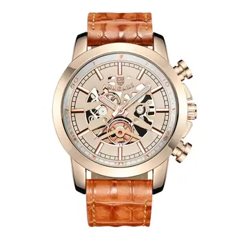 

Bagari Men'S Leather Openwork Waterproof Quartz Business Sports Watch