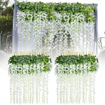 

New Hot 12 Pcs Handmade Wisteria Flower Hanging Arts Ceremony Home Wedding Decoration USJ99