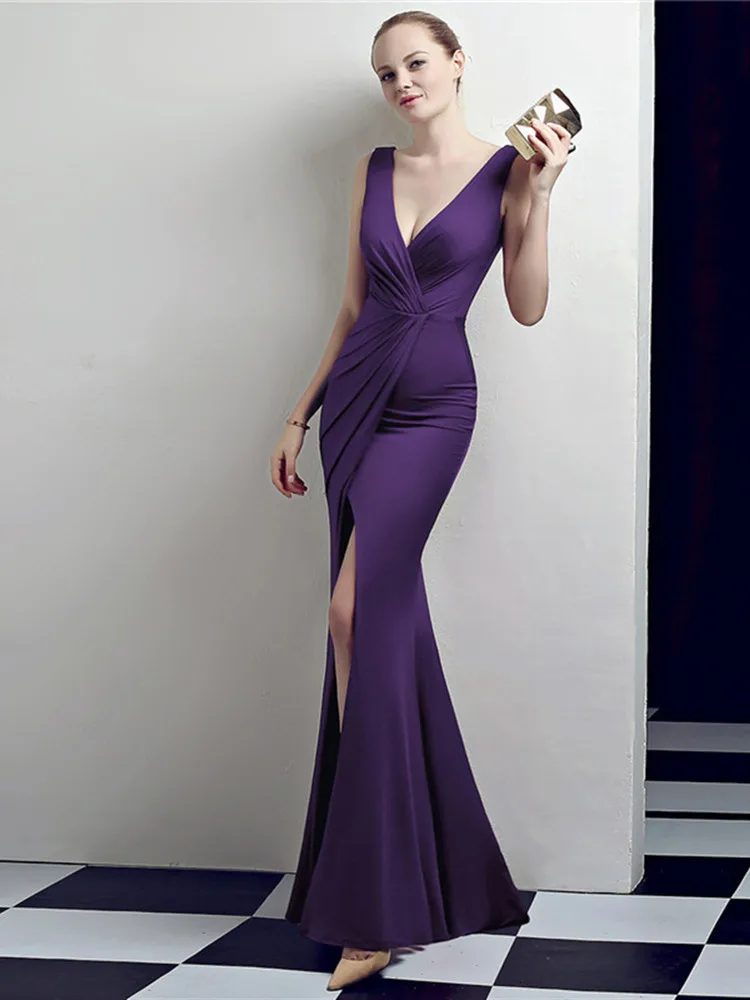 Skyyue вечернее платье без рукавов Robe De Soiree с высоким воротником женские вечерние платья сексуальные открытые вечерние платья на молнии 2019 C263