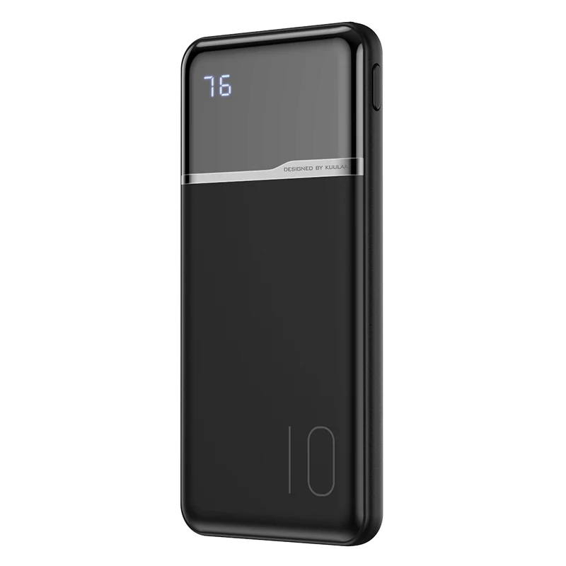 Black KUULAA Power Bank 10000mAh Портативное зарядное устройство Poverbank 10000 мАч Dual USB сверхтонкое зарядное устройство для Xiaomi Mi 9 8 iPhone - Цвет: Black
