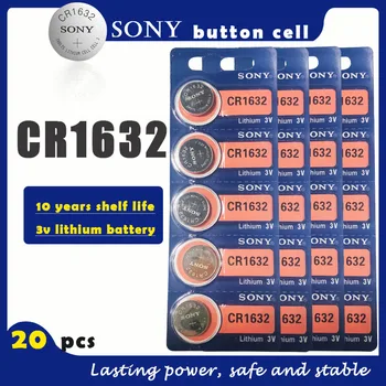 

20PCS/lot SONY Original CR1632 Button Cell Battery 3V Lithium Batteries CR 1632 for Watch Remote Toy Computer Calculator Control