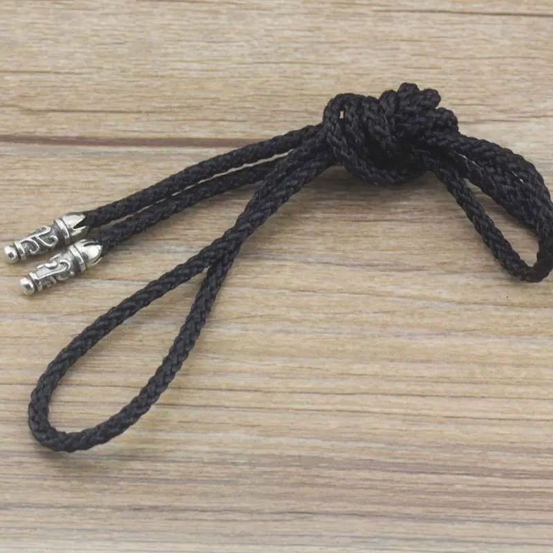 

Men 's Sterling Silver Lanyard Leather Cord Necklace Personalized Creative Trend Retro Chain Clavicle Chain Long Rope
