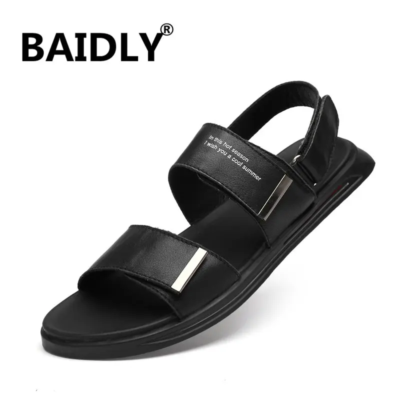 Летняя обувь; мужские сандалии; сандалии из натуральной кожи; качественные мужские пляжные сандалии; Прогулочные кроссовки в римском стиле