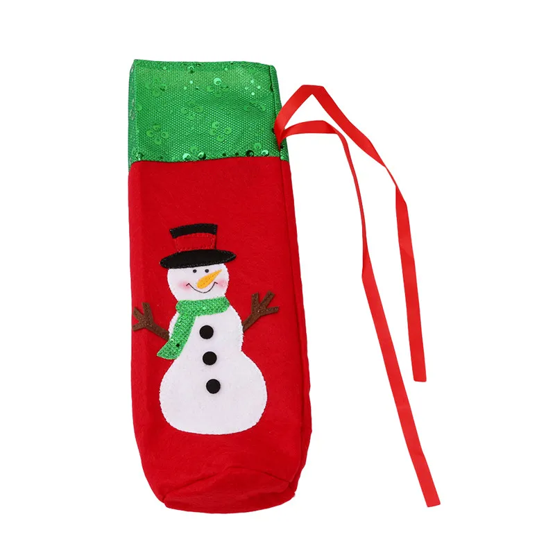 Snowman Мультяшный Санта-Клаус, снеговик, олень, сумка для бутылки вина, Рождественская Крышка для бутылки, Подарочная сумка для вина, Рождественское украшение для дома - Цвет: Snowman